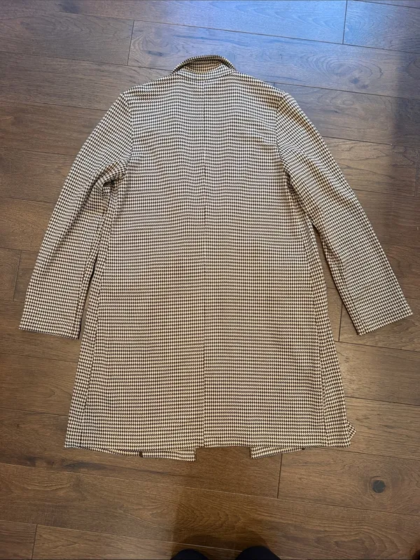 Philosophy Coffee/Tan Long Coat, Houndstooth, Size Medium - C11-661 - Image 9
