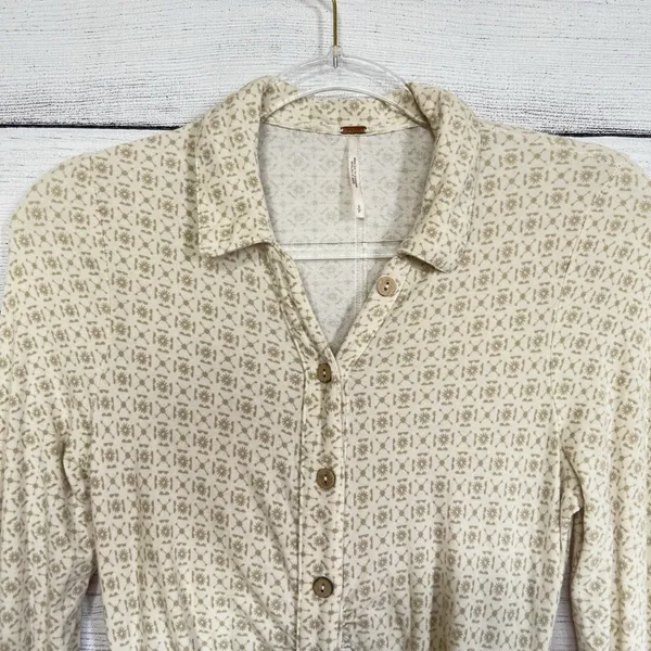 Free People Shayla Mini‎ Dress Long Sleeve Small Geometric Coquette Western Boho - Image 3