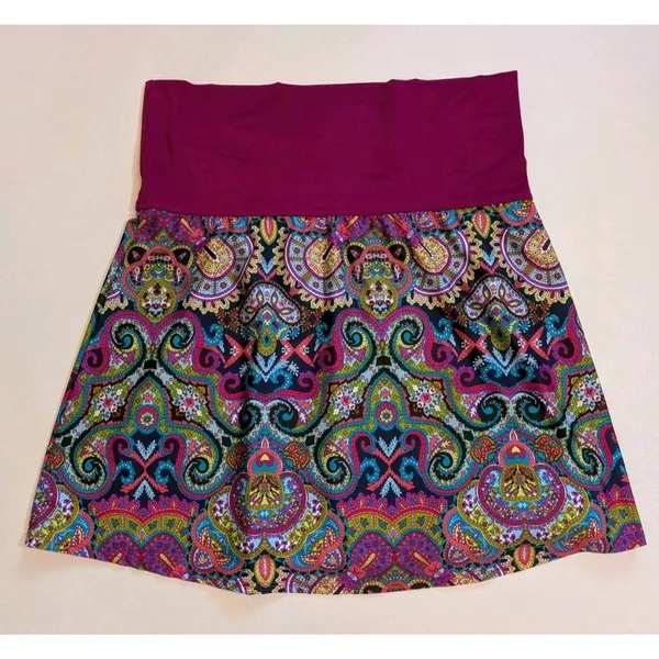 Title Nine Wmn's Size M Fold Over Waist Hiking Skirt 173403 Boho Gypsy Fairy - Image 4