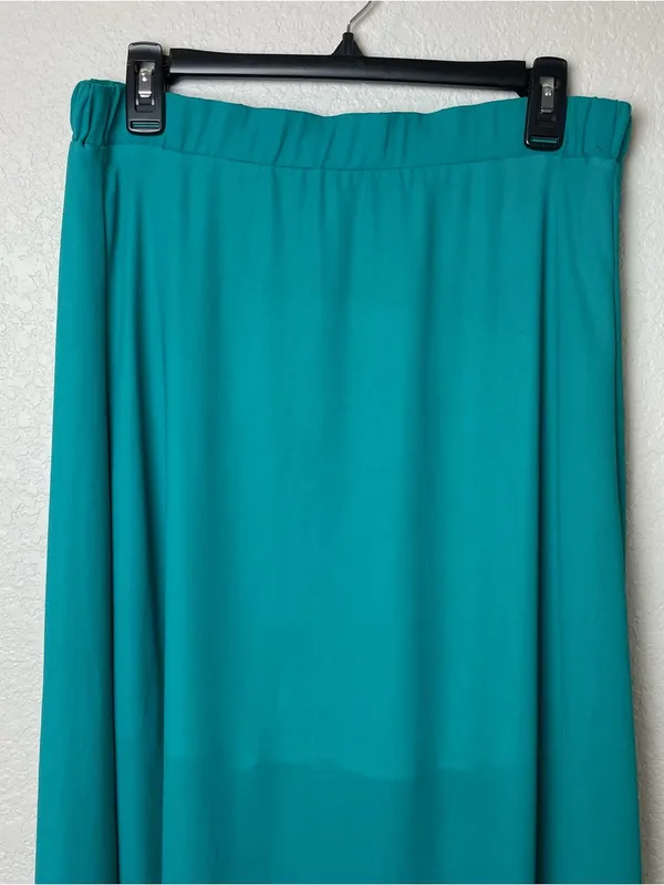 Bnwt! Alya Flowing Teal Maxi Chiffon Skirt with Elastic Waistband Size M - Image 2