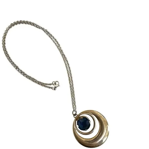 Silver tone blue pendant necklace - Image 4