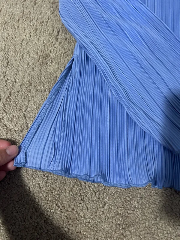 A New Day Women's Light Blue/periwinkle Pleated Long-Sleeve Top - Image 3