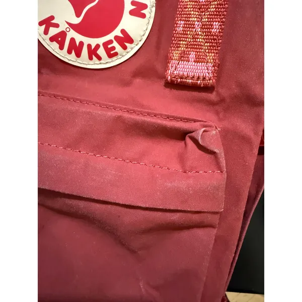 Fjallraven Kanken Mini Backpack Red Patterned Straps Small Daypack - Image 9