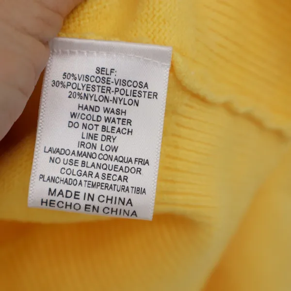 &merci Yellow Puff Shoulder Long Sleeve Crew Neck Knit Sweater Large KLJ0574 - Image 4