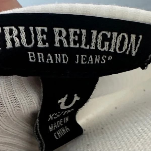 True Religion White Ruched Long Sleeve Blouse - Image 2