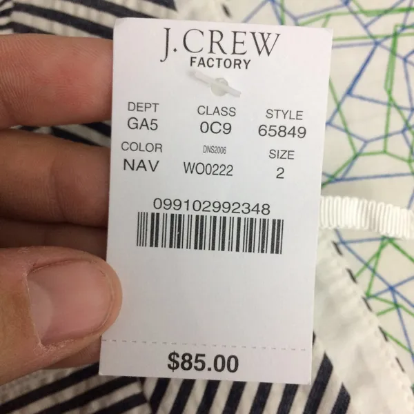 J. Crew Factory NWT $85 The Pencil Skirt in Navy & White Stripe Searsucker Sz 2 - Image 8