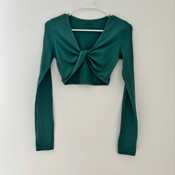 Garage Teal Seamless Twist Front Long Sleeve Tee - Image 2