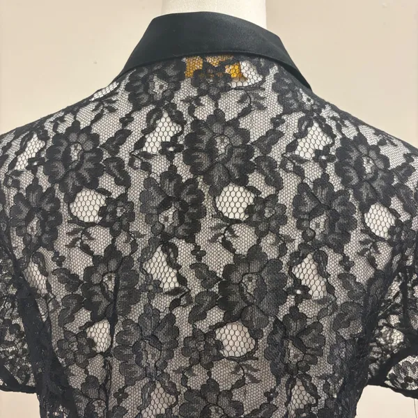 VTG 80s Victorias Secret Gold Label Black Floral Lace Sheer Lingerie Top‎ Small - Image 6