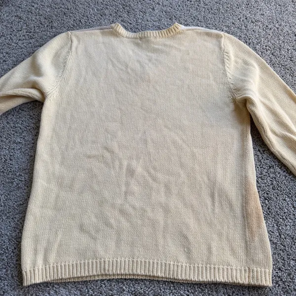 Women's Izod Argyle Cream Knit V-Neck Sweater Size Medium - Image 8
