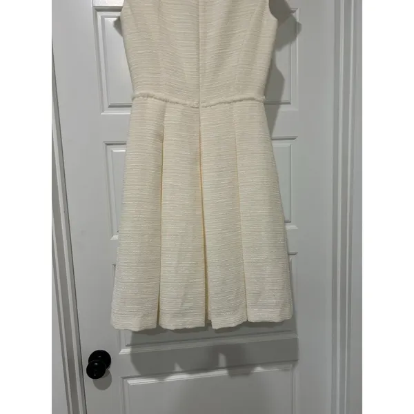 Antonio Melani Dress Women’s Size 2 Cream Tweed Dress Lace Cap Sleeves Pleated - Image 5