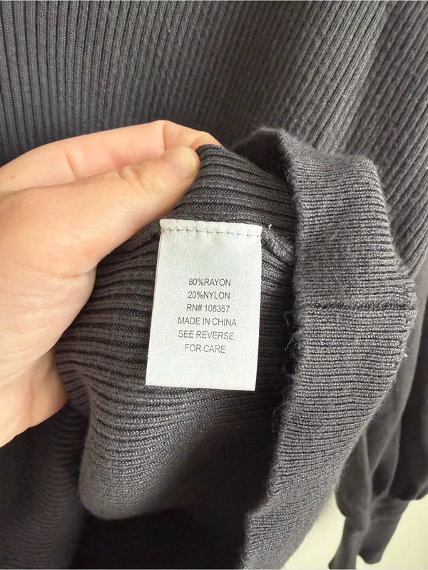 Evereve Hilary V-Neck Puff Sleeve Ribbed Pullover Sweater Grey Large - Image 8