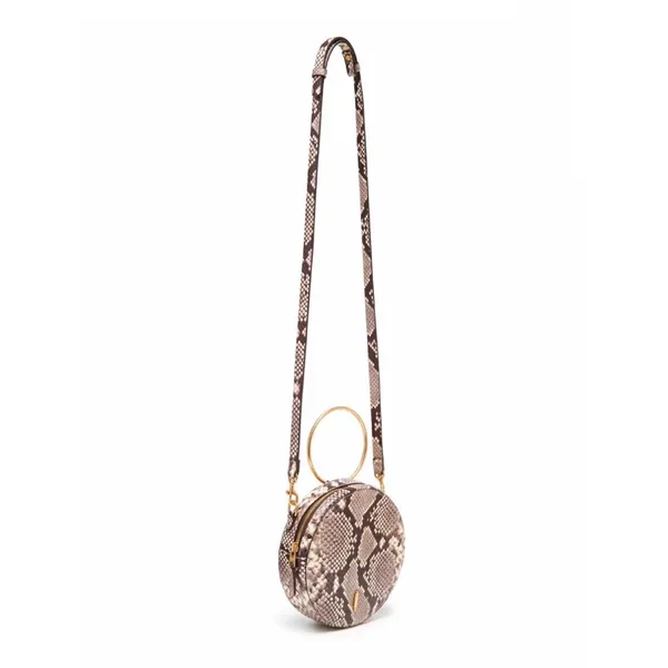 Thacker Leigh Crossbody Round Ring‎ Python Leather Womens Brown Cream OS - Image 4