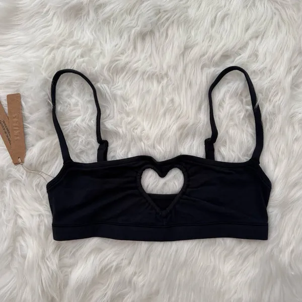 Skims Cotton Jersey Heart Scoop Bralette Soot Size XS - Image 4