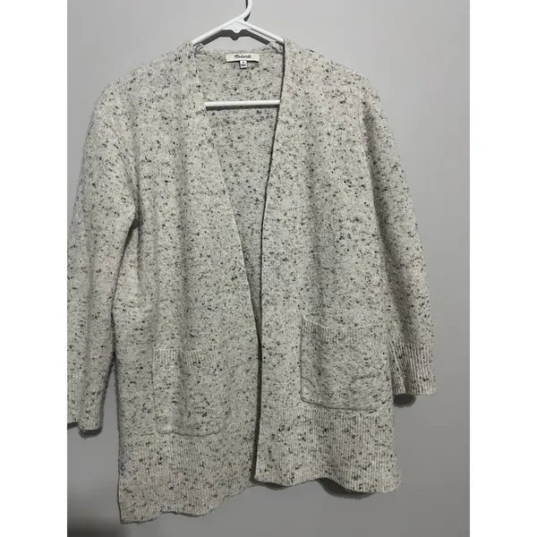 Madewell Donegal Kent Cardigan Sweater Medium Wool Blend Long Coziest Yarn Cream - Image 2
