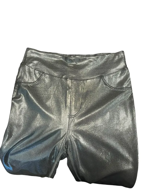 NWT Halara Silver Metallic Leggings Disco Party Club Wear Costume Medium - Image 3