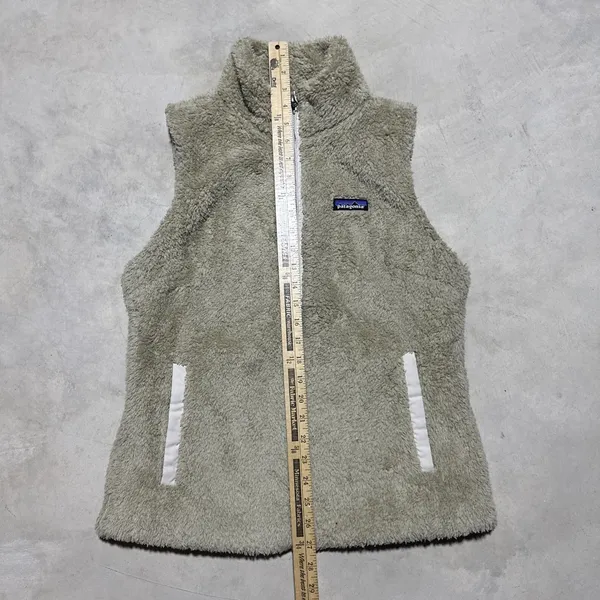 Patagonia Fleece Vest Women's SZ L Beige Sleeveless Full Zip Los Gatos Pile - Image 3
