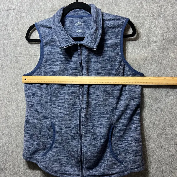 St John's Bay Active Vest Full Zip Sleeveless Blue Fleece L‎ - Image 2