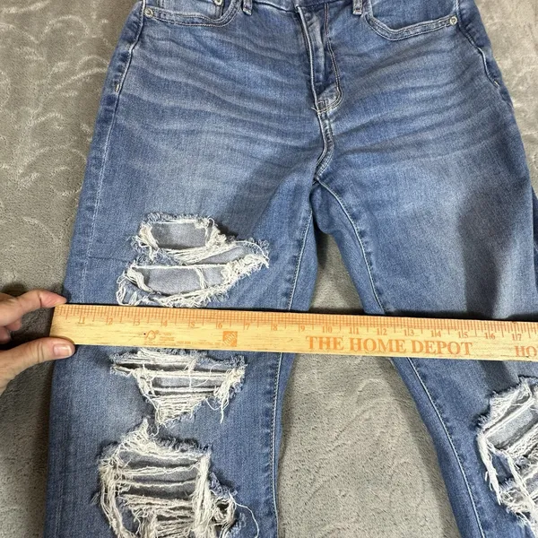 American Eagle Jeans Womens 6 Blue Curvy Super High Rise Flare Rips Festival - Image 14