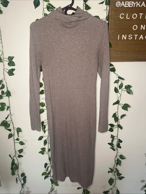 GAP CashSoft Turtleneck Maxi Sweater Dress Toasted Almond Brown NWOT - Image 6