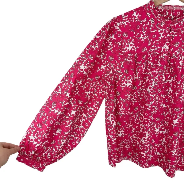 J. Crew Floral Popover Blouse Blushing Meadow Sz S NWT - Image 5