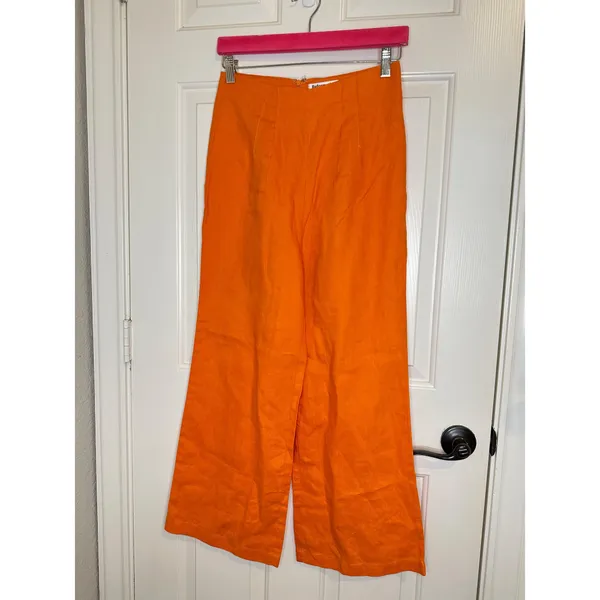 Reformation Citrus Orange 100% Linen Isabel 2 Piece Outfit Sz 4 Coastal Cruise - Image 6