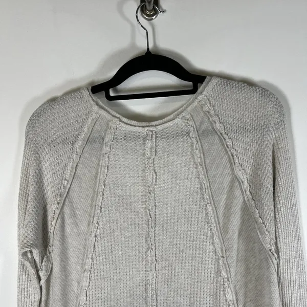 Free‎ People Tops Womens XS Oversized Laguna Thermal Ivory Thermal Top Boho - Image 7