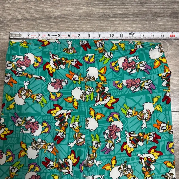 LuLaRoe Disney Daisy Duck Leggings M Teal Tall & Curvy‎ TC High Rise Stretch - Image 5