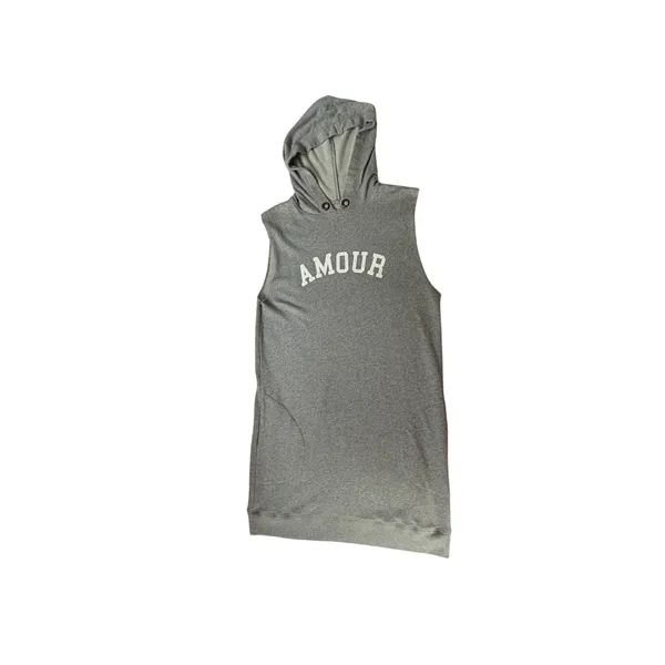 Zadig & Voltaire Amour Hooded Sweatshirt Dress Medium Gray Cotton Modal Pocket - Image 4
