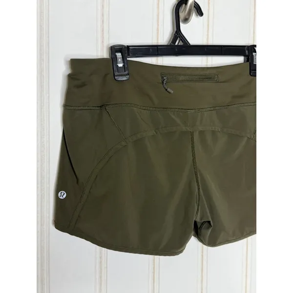 Lululemon Run Times Short 4-way Stretch 4" Dark Olive Green Size 10 - Image 6