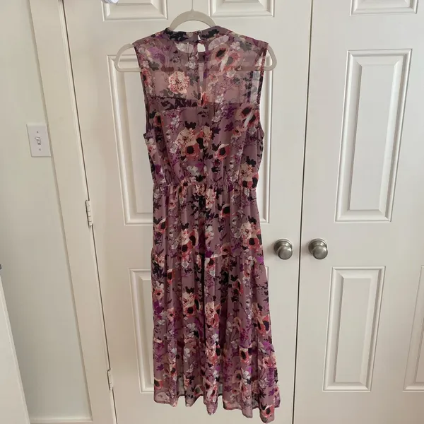Lulus Mauve Floral Mock Neck Midi Dress - Image 5