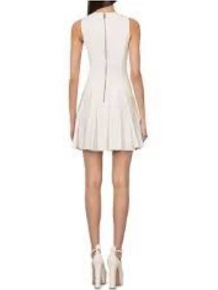 Alice and Olivia Adley Pleated Drop Waist Dress in size 2. Off white. - Image 2