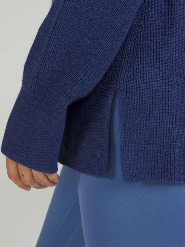 NWT lululemon Merino Wool-Blend Ribbed Crewneck Sweater Heathered Psychic Blue 4 - Image 2