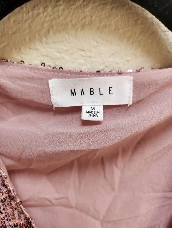 Mable Sequin Long Sleeve Wrap Dress Size Medium Pink - Image 5