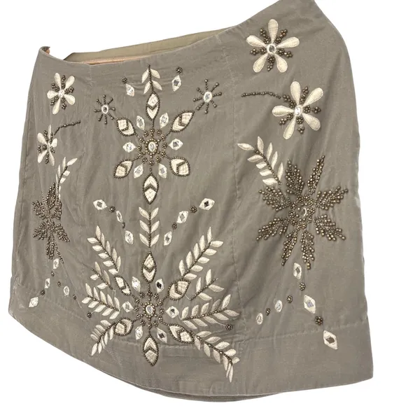 Free People Women Bright Lights Velvet Beaded Mini‎ Skirt 12 Boho Festival Lined - Image 3