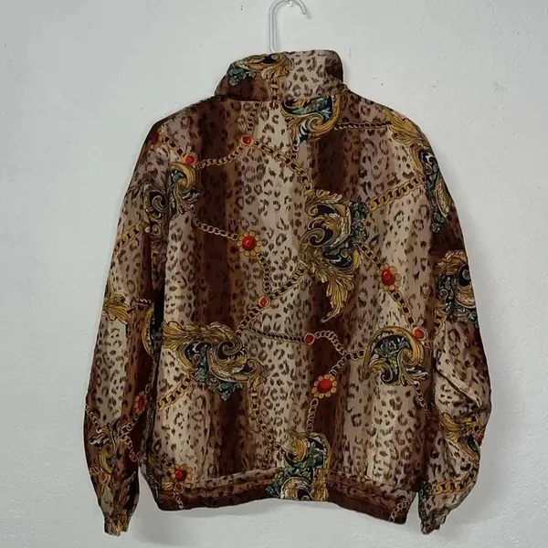 Vintage animal print 80s 90s jacket‎ full zipper lightweight pockets baddie - Image 3