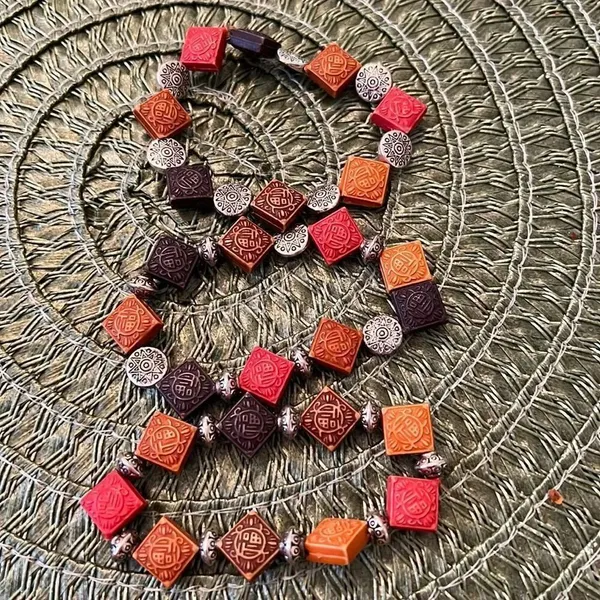 NWT Angelas Designs 3 stackable handmade bracelets orange brown and silver Orange - Image 2