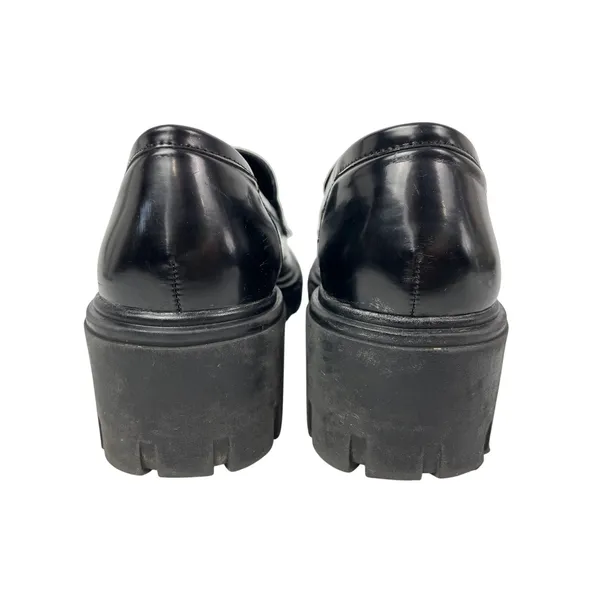 Crown Vintage Women's Black Leather Slip On Chunky Platform Loafer Shoes Sz 7.5 - Image 3