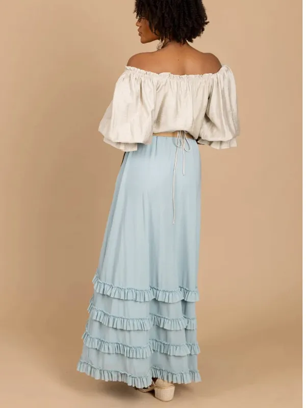 Joyfolie Gorgeous Ice Blue Maxi Skirt NWT XXL - Image 4