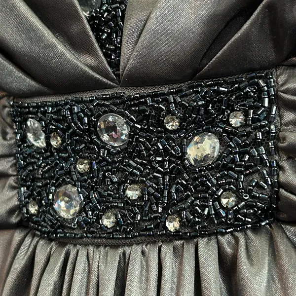 My Michelle Elegant Full Length Strapless Gray Evening Gown Prom Dress Size M - Image 6