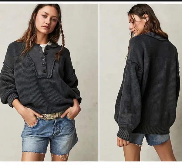 Free People Maggie Sweater Henley - Image 7