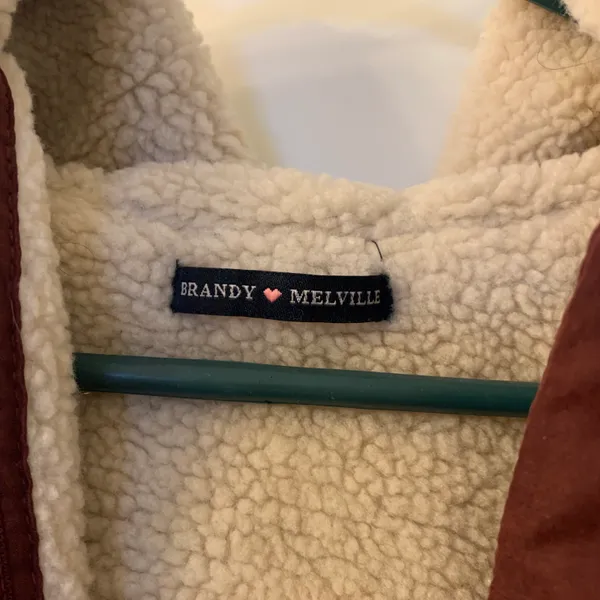 Brandy Melville Hailey Sherpa Jacket with Hoodie Burgundy Maroon Red - Image 3