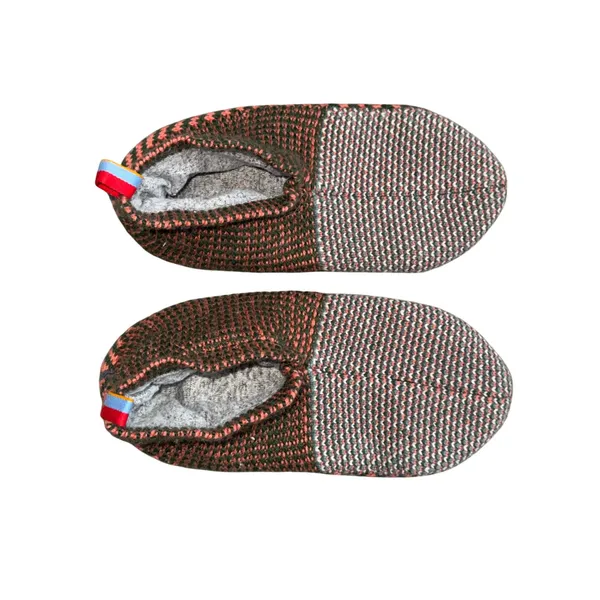 Bombas Gripper Slippers‎ Womens Medium Olive Coral Knit Excellent House Shoes - Image 3