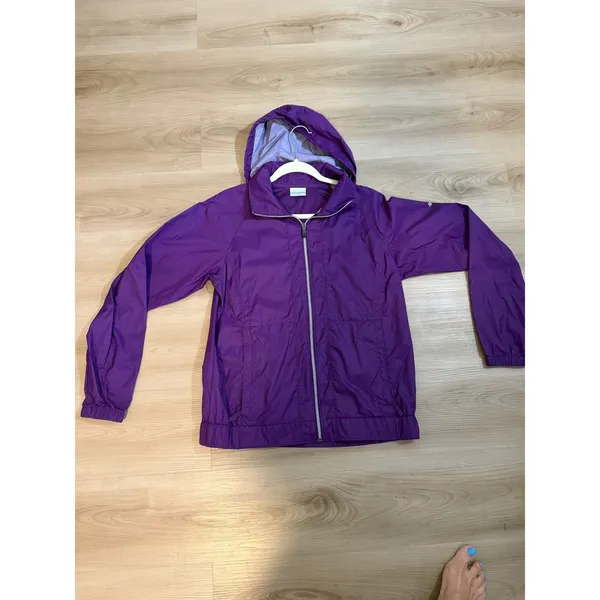 Columbia Windbreaker Jacket Womens M Purple Full Zip Hooded Outdoor XL3156 - Image 11
