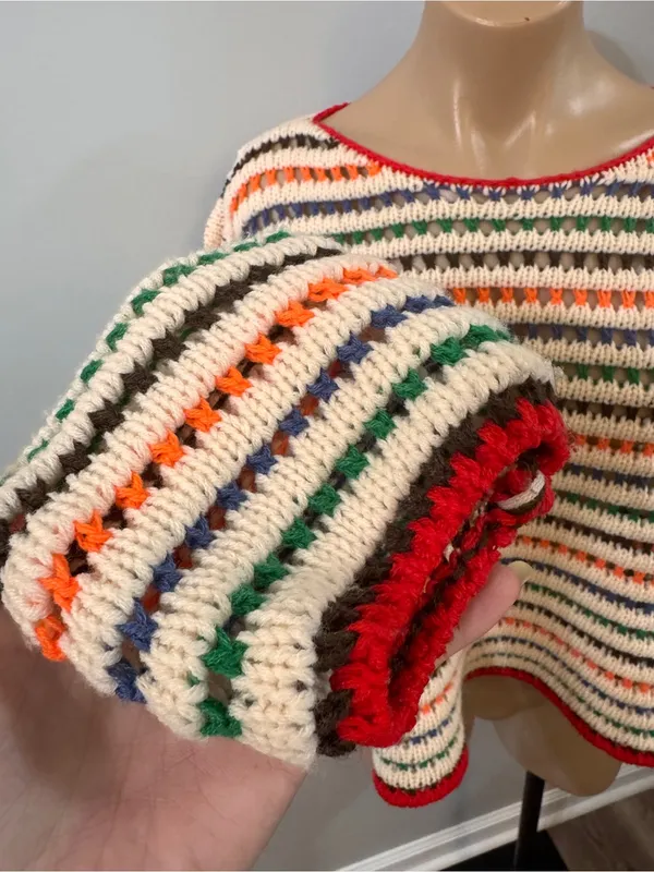 Le Lis Colorful Knit See Through Sweater Medium - Image 2