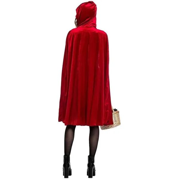 Women Little Red Riding Hood Costume w/ Cape Cloak Halloween Cosplay Dress SMALL - Image 2