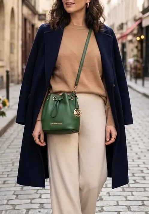 Michael Kors Bucket Bag Leather Mini Crossbody Esmerald Green Women's - Image 2