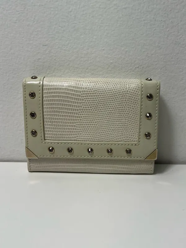 Swarovski Crystal Embellished Lizard Embossed Bifold Leather Wallet - Image 2