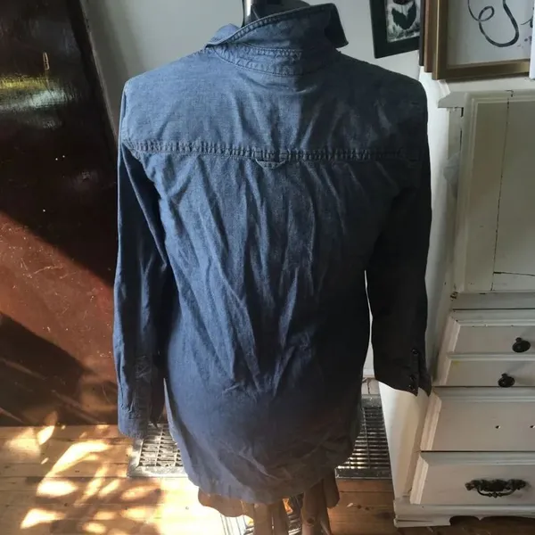 J Crew S denim shirt elevated basic preppy shift dress Blue - Image 2