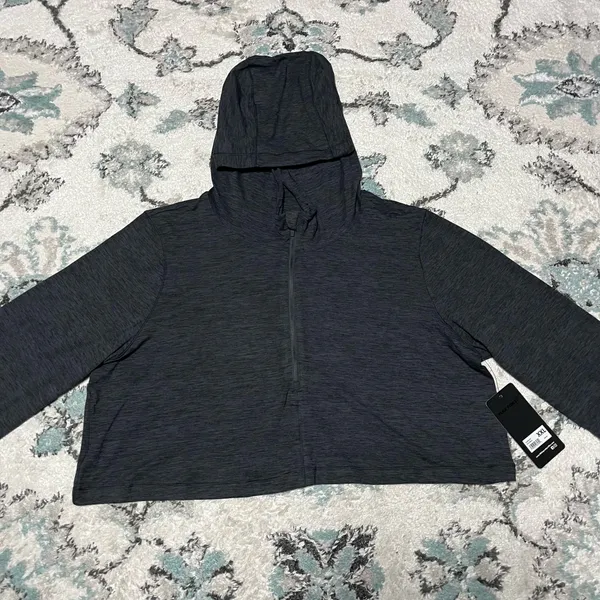 90 Degrees by Reflex NWT XXL Half Zip Pullover Charcoal Crop Hoodie Women’s Athletic - Image 9