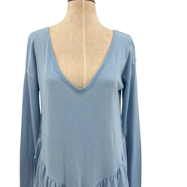 Free People We The Free Rose Petal Tee Shirt Long Sleeve‎ Blue Size Large - Image 4